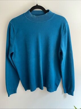 Northern Reflections 100% Cotton Teal Blue Mock Turtleneck Sweater. Size L